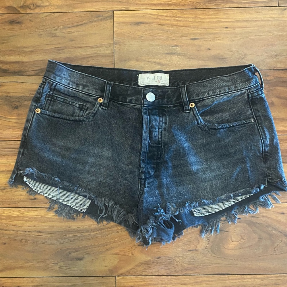 Black free people denim shorts